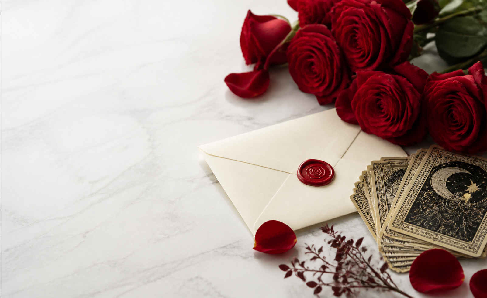 Carta y rosas rojas